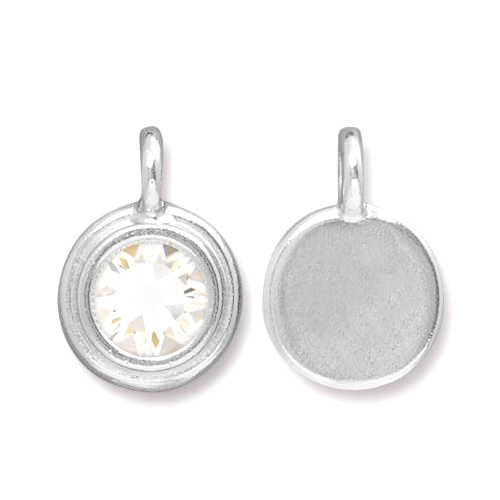 Charms & Solderable Accents Silver Plated Crystal Diamondique Charm-April (Crystal)